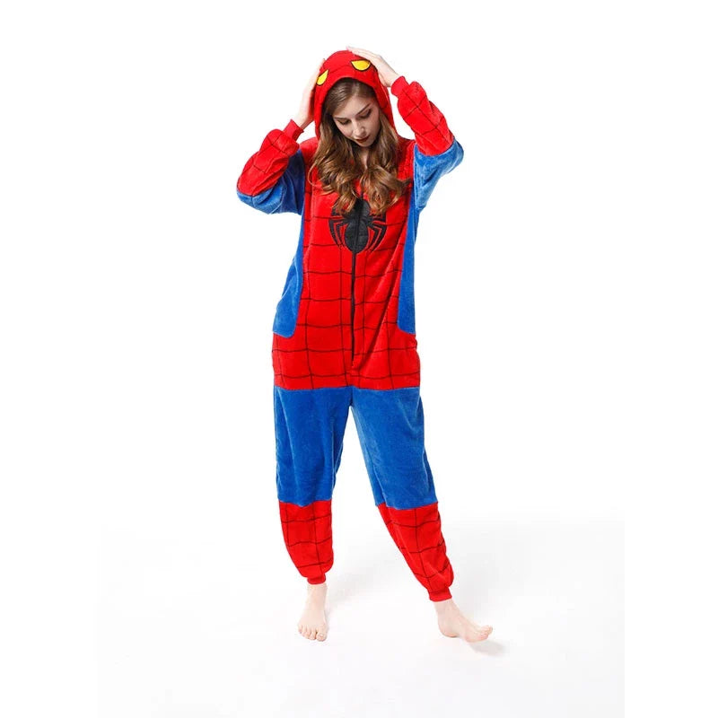 Unisex Anime Onesies Mulheres Homens Spiderman One Piece Macacões Ponto Cosplay Costumes Kigurumi Animal Pijama