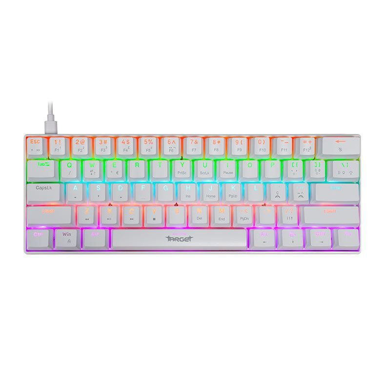 Teclado Mecanico Gamer TGT Sherman Compacto, Rainbow,ABNT2,Switch HuanoAzul, Branco,TGT-SHCPTW-RBW01