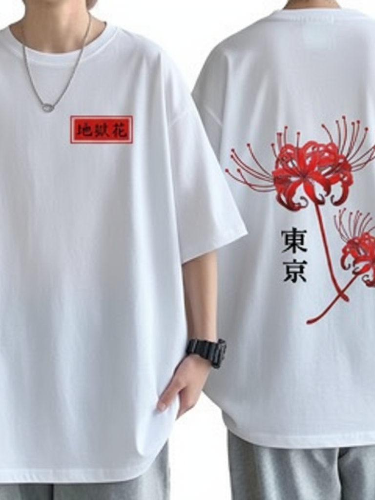 Camiseta Unissex Tokyo Lily Anime Japonês Graphic Print