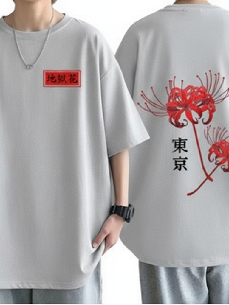 Camiseta Unissex Tokyo Lily Anime Japonês Graphic Print