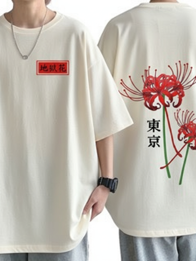 Camiseta Unissex Tokyo Lily Anime Japonês Graphic Print