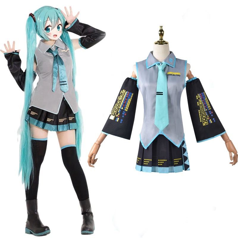 Miku Cosplay Hatsune Vestido De Fantasia Conjunto Completo De Halloween Adulto Feminino Para Mulheres