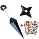Kit Kunai + Shuriken Naruto Ponta Flexível + Cartão Anime akatsuki