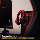 Headset Gamer Fio RGB Preto USB P2/P3 Profissional para PC Xbox PS4 Vídeogame | Som Potente e Conforto